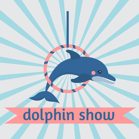 dolphin show dolphinarium, sea lion, seal, aqua circus and ocian animalのイラスト素材