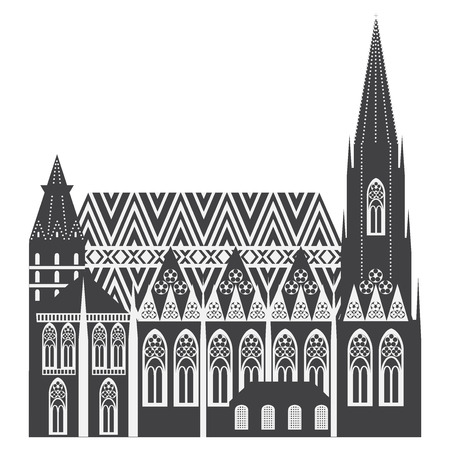 Austrian City sights in Vienna. Austria Landmark Travel And Journey Architecture Elements Stephansdom,のイラスト素材