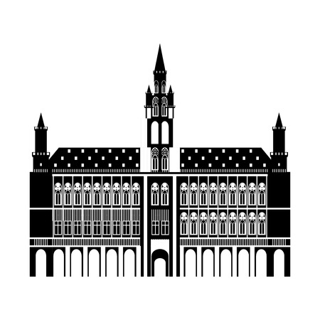 Brussels, Belgium City Town Hall on Grand Place Grote Markt, the central square of Brusselsのイラスト素材