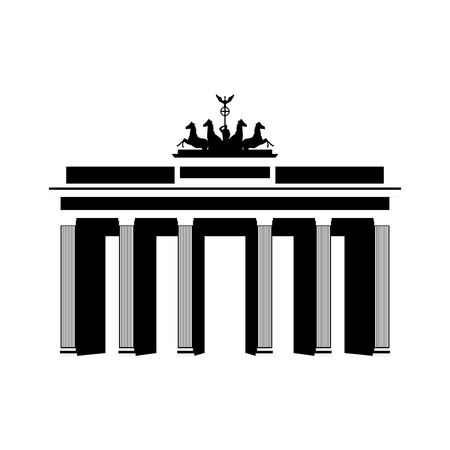 Black and white building of Berlin, travel icon landmarks in Germany. City architecture.のイラスト素材