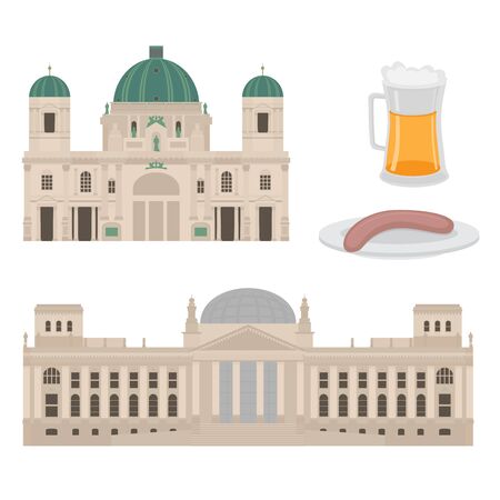 Flat building of Berlin, travel icon landmarks in Germany. City architecture.のイラスト素材