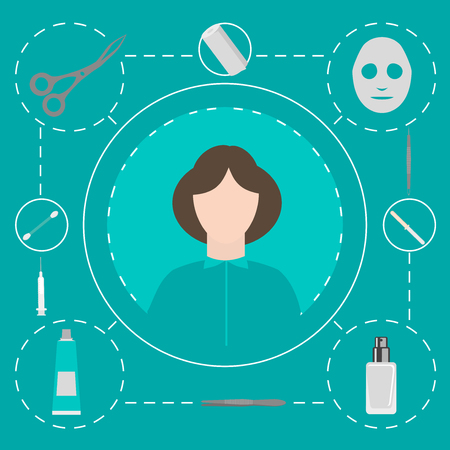 Beauty Salon. Dermatologist tools. Equipment loops, extractors and syringe . Dermatology and cosmetology concept. Cosmetic Instrument isolatedのイラスト素材