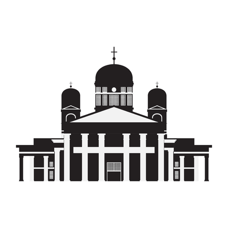 Flat building of Finland country, travel icon landmark . Helsinki City architecture. World European travel vacation sightseeing.の写真素材