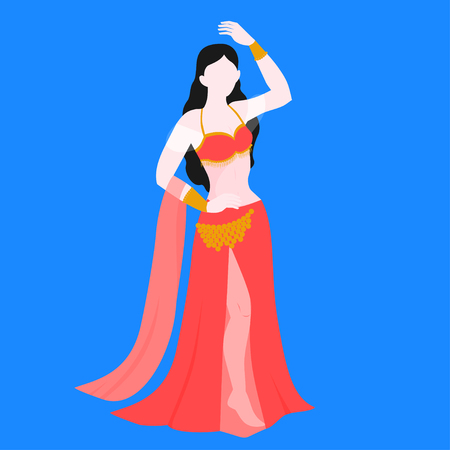 Belly dance, traditional dancer in national costume. Oriental performance dancing, indian and arabic culture.のイラスト素材