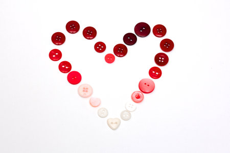 Poster Heart frame from buttons on white background. Valentines day craft. Romantic design.の写真素材