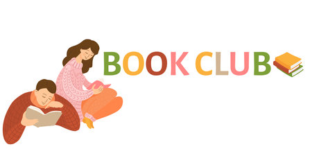 Book club meeting horizontal banner with copyspaceのイラスト素材