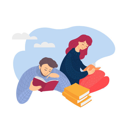 Book club meeting horizontal banner with copyspaceのイラスト素材