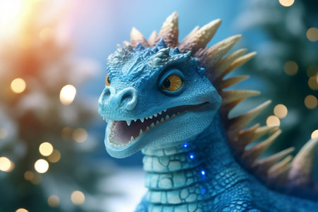 Dragon on a New Year's background with bokeh. Generative AI.の素材
