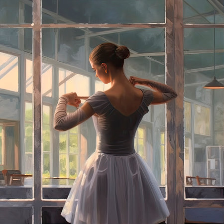 Ballerina in ballet class. Generative AI.の写真素材