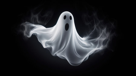 Halloween ghost on a black background.の素材