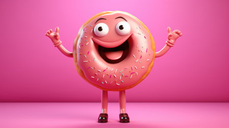 happy cartoon donut characterの素材