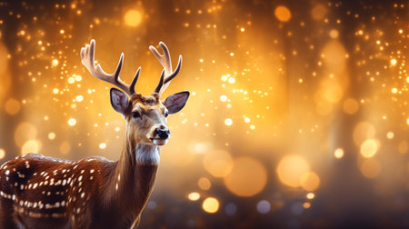 Beautiful deer on bokeh background.の素材