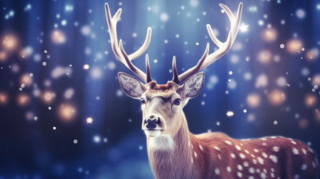 Deer in the forest at Christmas.の素材