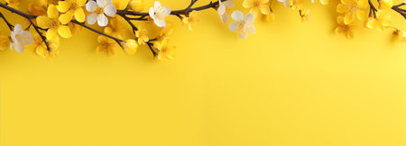 Spring flowers background with copy space.の素材