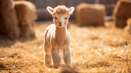 Baby alpaca on the farm.の素材
