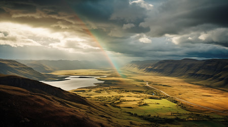 Landscape with a rainbow.の素材