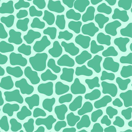 Turquoise giraffe skin texture seamless pattern vector. Funny hand-drawn animal texture monochrome endless texture. African animal surface design by light and bold turquoise colorsのイラスト素材