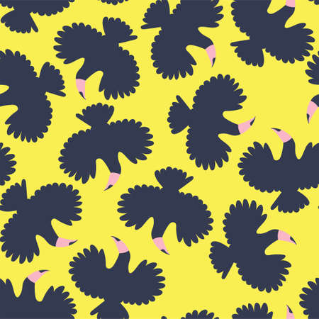 Flying tropical birds silhouettes seamless pattern vectorのイラスト素材