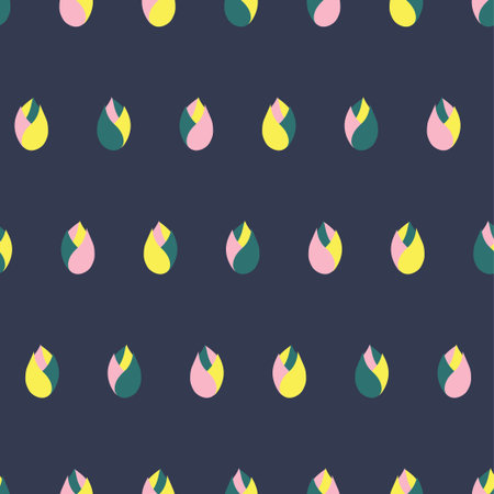 Cartoon colorful flower buds on blue seamless pattern vector