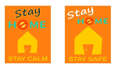 Stay Home, stay save by coronavirus. Vector Illustration with the text and house. Coronavirus Covid-19 Epidemic, Quarantine Concept Illustrationのイラスト素材