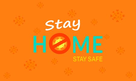 Stay Home, stay save by coronavirus. Vector banner with the text and house. Coronavirus Covid-19 Epidemic, Quarantine Concept Illustrationのイラスト素材