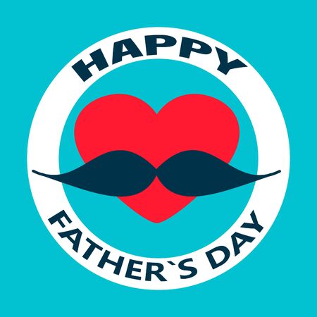 Happy fathers day. Greeting card, postcard, invitation. Design with mustache, heart and text.のイラスト素材