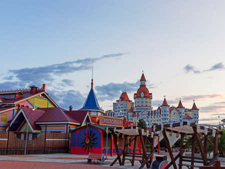 Sochi, Russia, june 2020. Sochi Park in the period of quarantine coronavirus. No people. Recreation area. City attraction.のeditorial素材
