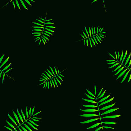 Exotic tropical verctor background with hawaiian plants. Seamless tropical pattern with palm leavesのイラスト素材