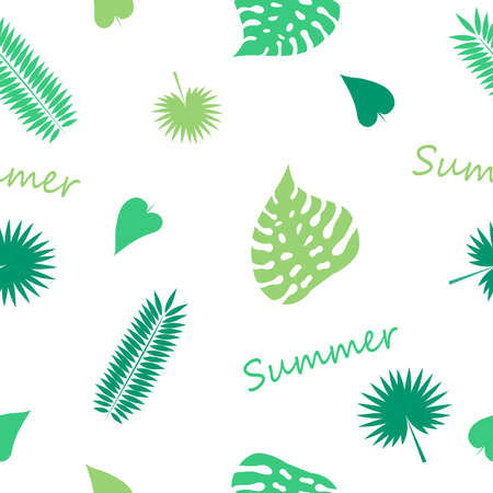 Palm leaves seamless pattern. Tropical leaves isolated on white backgroundのイラスト素材
