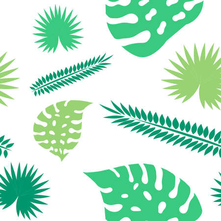 Palm leaves seamless pattern. Tropical leaves isolated on white backgroundのイラスト素材