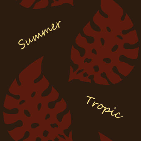 Exotic tropical verctor background with hawaiian plants. Seamless tropical pattern with summer lettering and palm leavesのイラスト素材