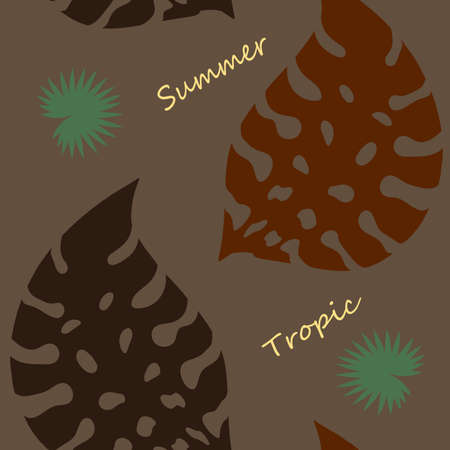 Exotic tropical verctor background with hawaiian plants. Seamless tropical pattern with summer lettering and palm leavesのイラスト素材