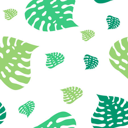 Palm leaves seamless pattern. Tropical leaves isolated on white backgroundのイラスト素材