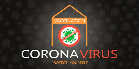 Vaccination against coronavirus sowem banner on dark backgroundのイラスト素材