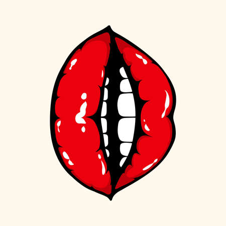 Woman open mouth with red lips.のイラスト素材