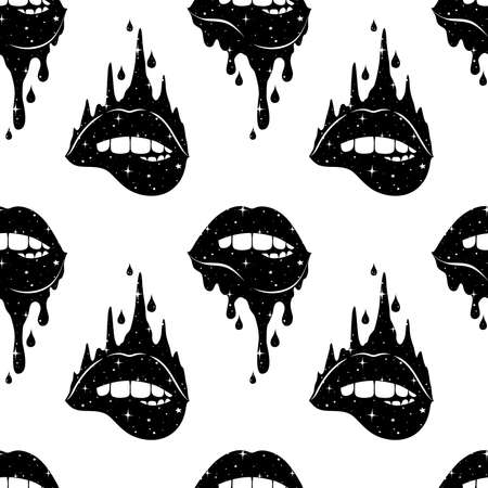 Abstract seamless pattern with biting lips illustrationのイラスト素材