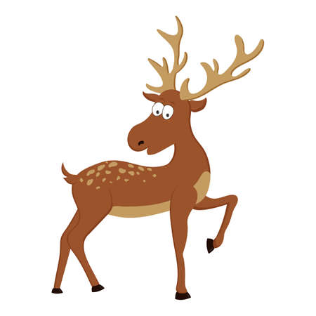 Cute cartoon deer with long horns. Characters illustration isolated on white.のイラスト素材