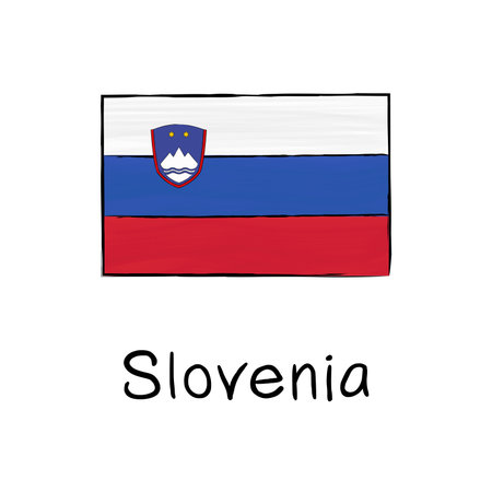 Hand-drawn outline vector of the Slovenian flag. Ideal for educational materials, banners, political infographics, and presentations on EU countriesのイラスト素材