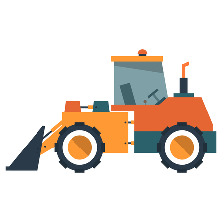 Loader. Special machinery in flat style. Vector illustration isolated on white background.のイラスト素材