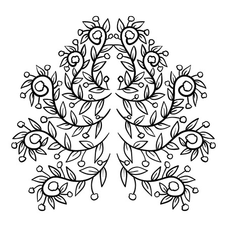 Black floral ethnic ornament. Vector illustration for design fabric, wallpaper, and promotional products.のイラスト素材