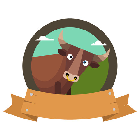 Cartoon bull.  logo in flat style. Vector illustration isolated on white background.のイラスト素材