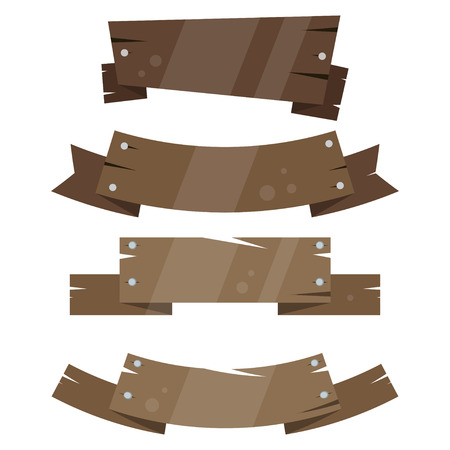 A set of wooden plates. Template for design in flat style. Vector illustration isolated on white background.のイラスト素材