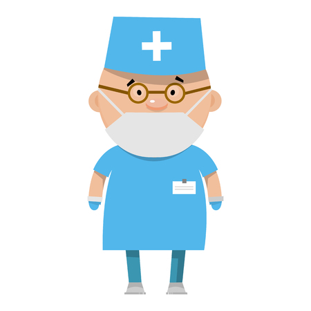 Cartoon nurse. A medical worker in flat style. Vector illustration isolated on white background.のイラスト素材