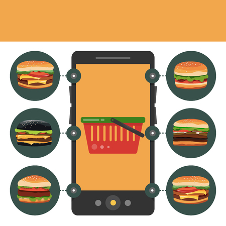 Infographics trade. Food basket. Template for your design. Vector illustration in flat style.のイラスト素材