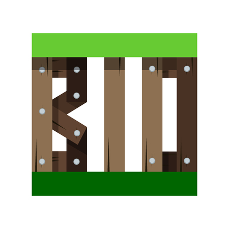 The word Bio is made from stylized wooden letters flat style. Vector illustration isolated on white background.のイラスト素材