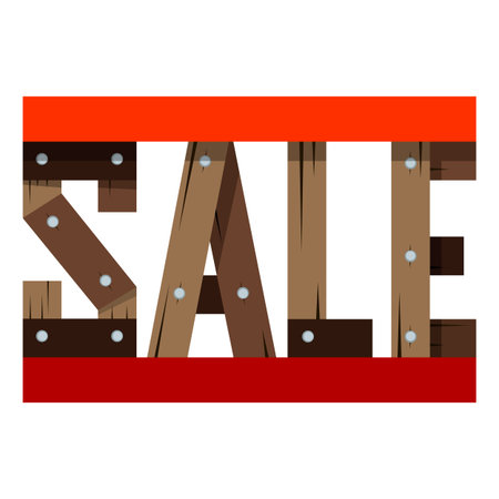 Wooden inscription of the sale. The design for the store. Vector illustration isolated on white background.のイラスト素材