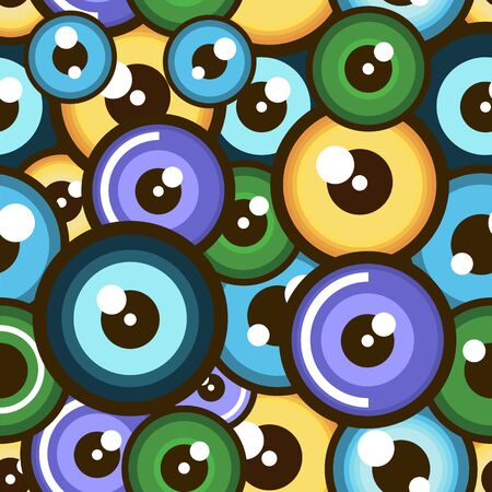 Seamless pattern with funny eyes. Vector illustration for design of wallpaper or fabric.のイラスト素材