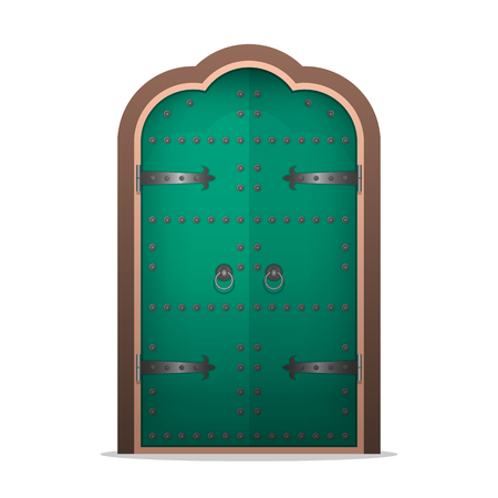 Closed the iron door in flat style. Vector illustration isolated on white background.のイラスト素材