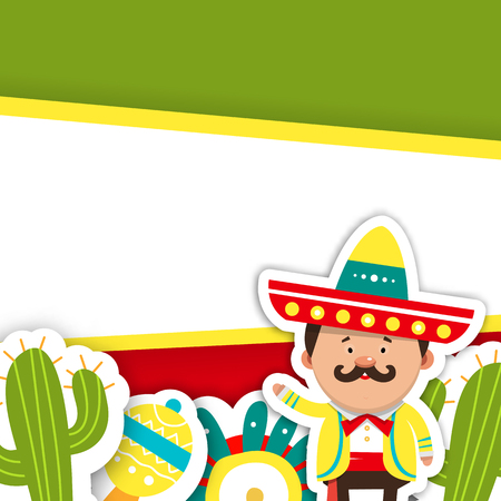 Template cards for the Mexican holiday. Vector illustration with traditional attributes Cinco de Mayo.のイラスト素材