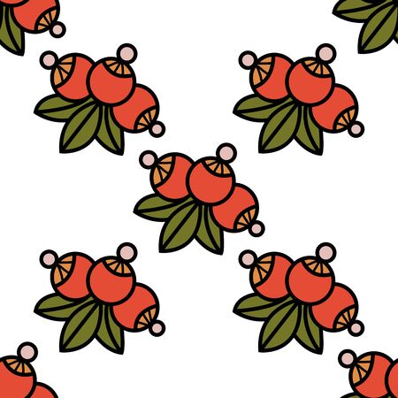 Seamless pattern with berries of wild rose on white background for design Wallpapers. Vector illustration.のイラスト素材